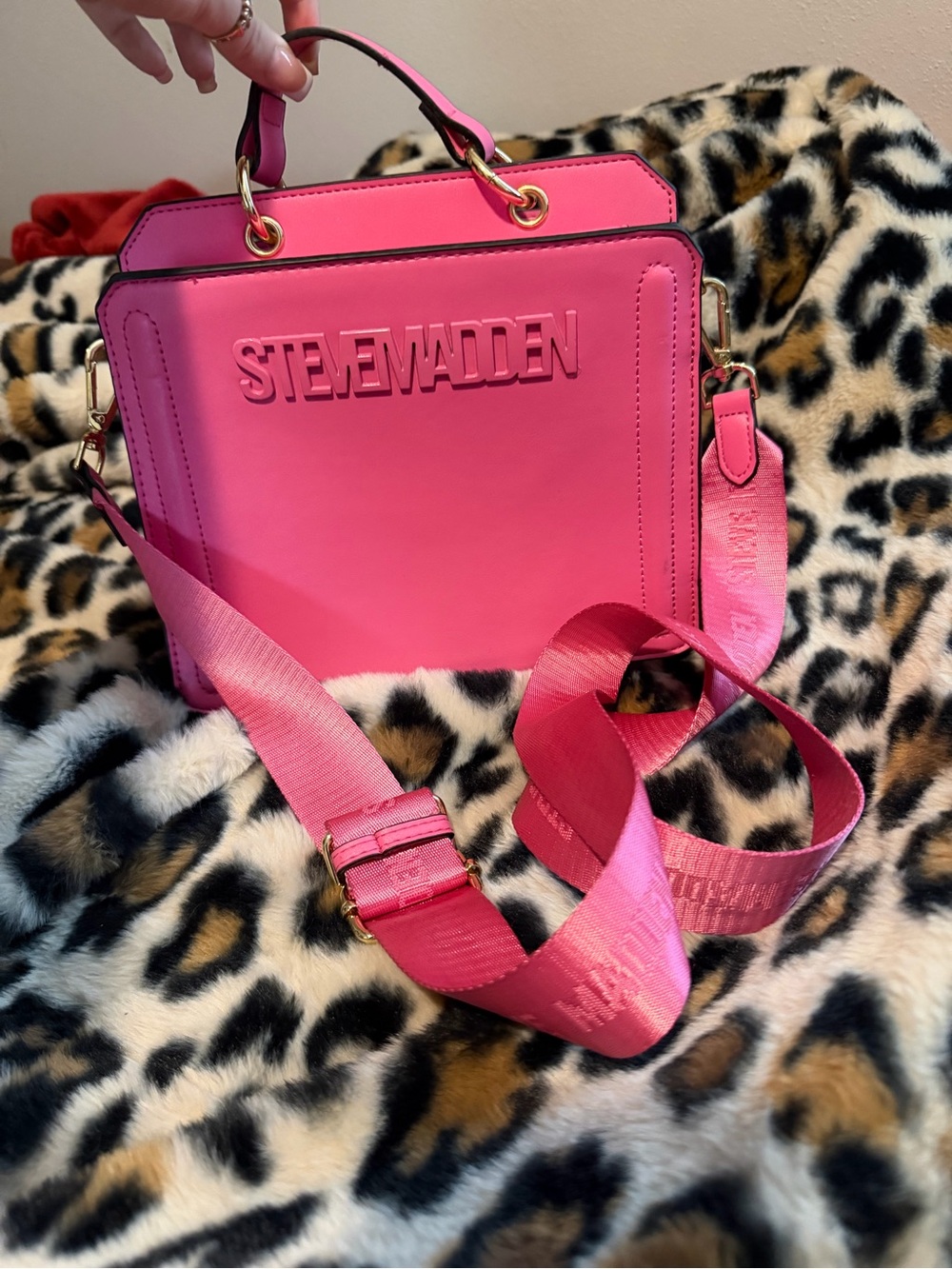 Steve Madden Pink Structured Top-Handle Crossbody Bag